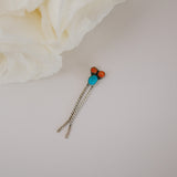 Coral + Turquoise Hair Pin